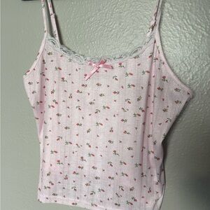 SHEIN Pink Floral Lace Cami Top